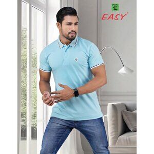 Easy Fashion L.T.D Shirt Size XL Men’s Polo Blue Short Sleeve